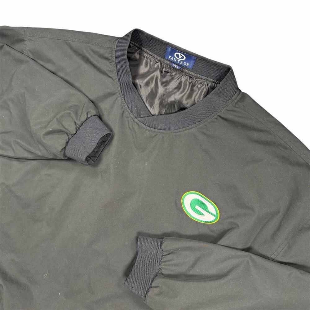 Green Bay Packers Vantage Windbreaker Pullover Jacket Men’s XL Black NFL
